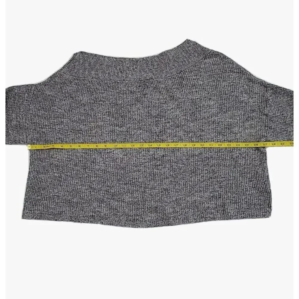 Free People Sweater (Women's Large) Gray Cropped Mock Neck Knit Pull‎ Over